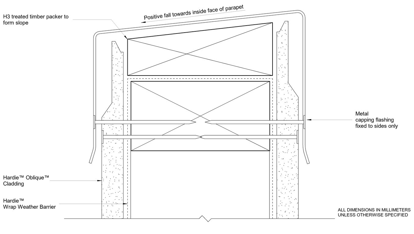 Oblique df parapet detail bimcontent